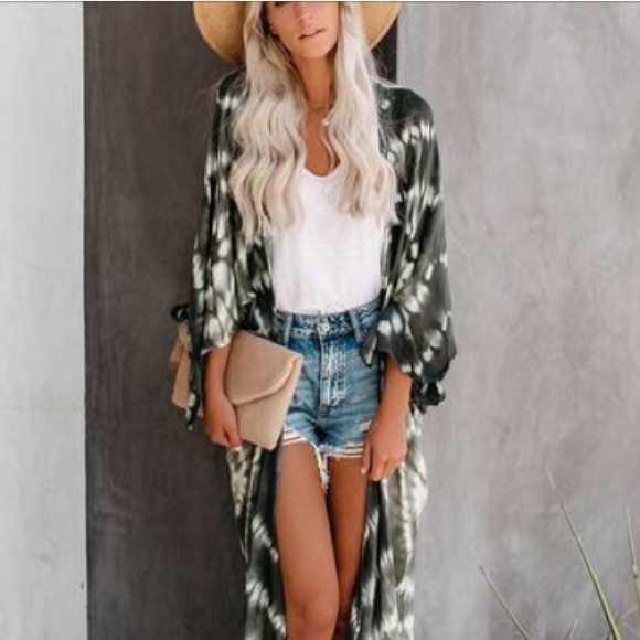 Green And Taupe kimono - Picture 9 of 9